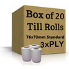 20 Triple Ply Standard Receipt Rolls (3 Ply 76mm x 70mm) - 4434