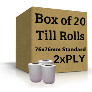 20 Double Ply Standard Receipt Rolls (2 Ply 76mm x 76mm)